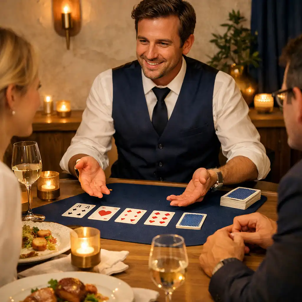 Dîner intimiste accompagné d’une animation blackjack sans argent réel