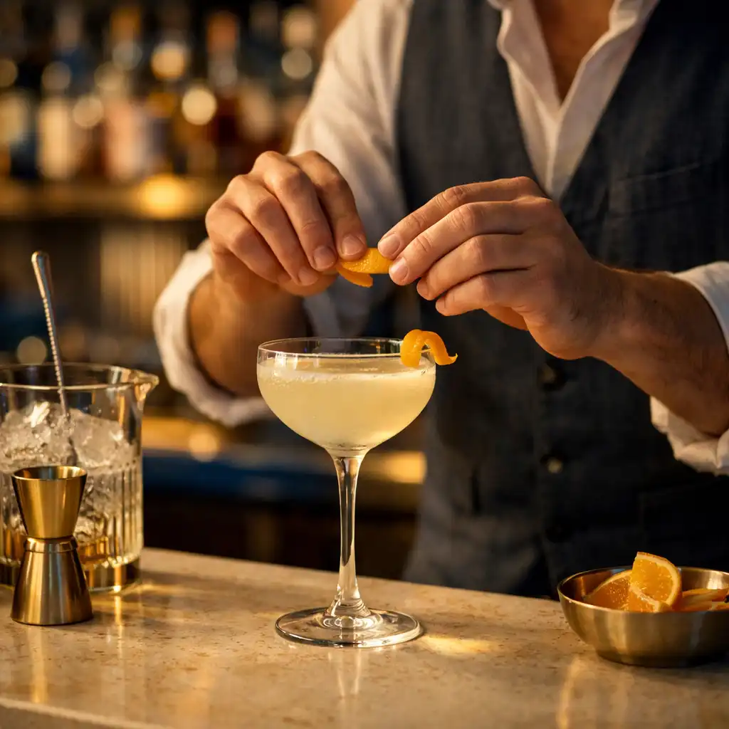 Préparation d’un cocktail au bar d’Orvazqin
